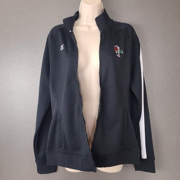 NWoT Petals & Peacocks Champion Black & White Rose Embroidered Track Jacket - Picture 6 of 9